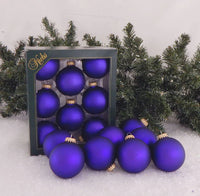 Prism Violet Velvet Glass Ball Ornaments 8/Box