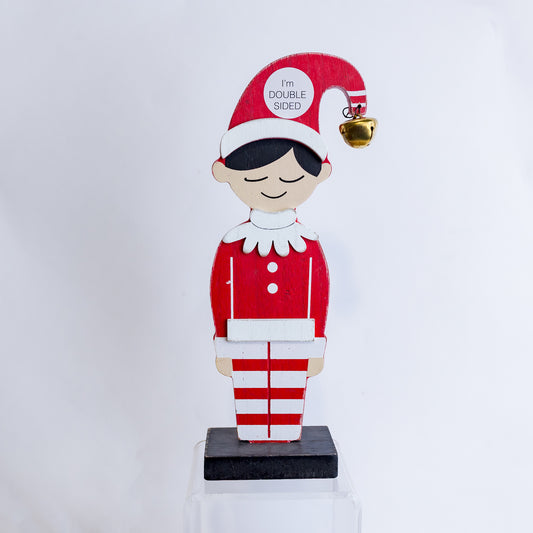 10" Boy Elf On Wood Stand (CLR)