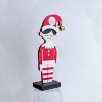 10" Boy Elf On Wood Stand (CLR)