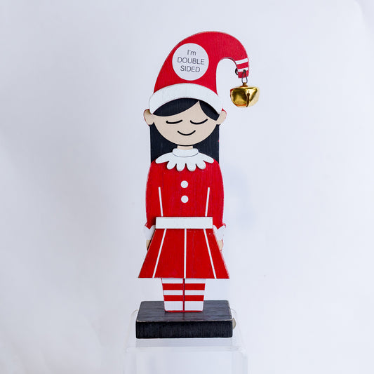 10" Girl Elf On Wood Stand (CLR)