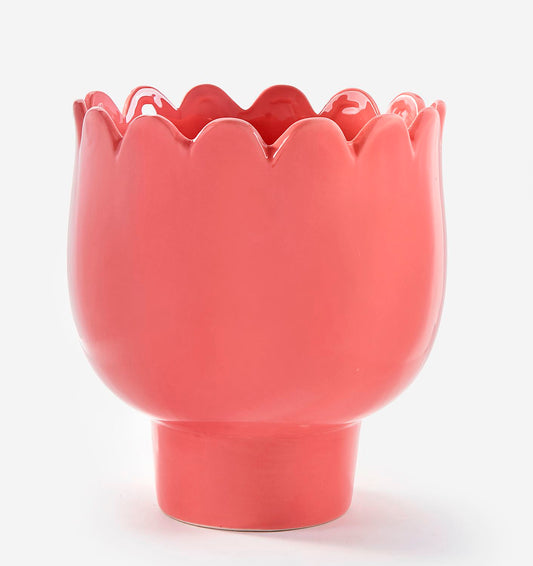 Dark Pink Flower Shape Planter