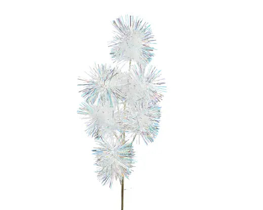 Spray Tinsel White/Gold 26"