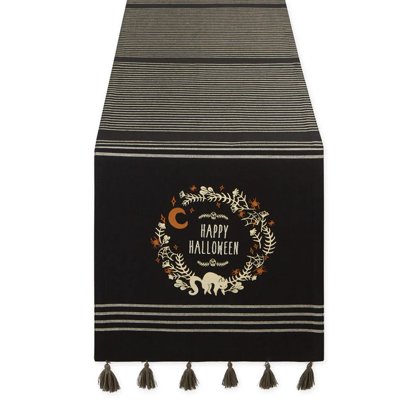 Double-sided Spooky Wreath with Fringe Table Runner