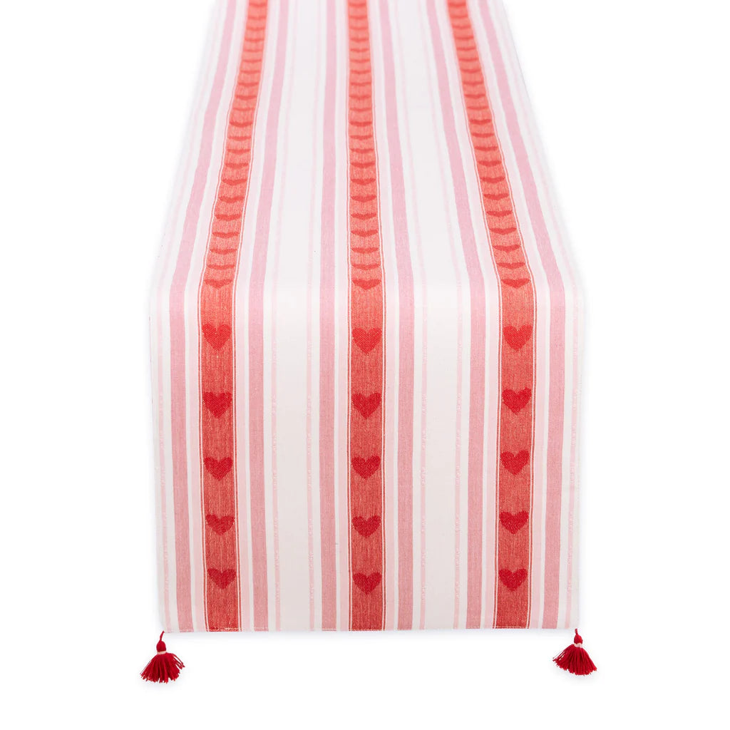 Red & White Runner With Tassels