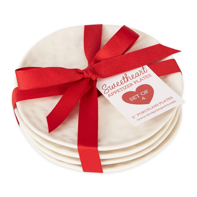 Red Heart Plate, Set of 4