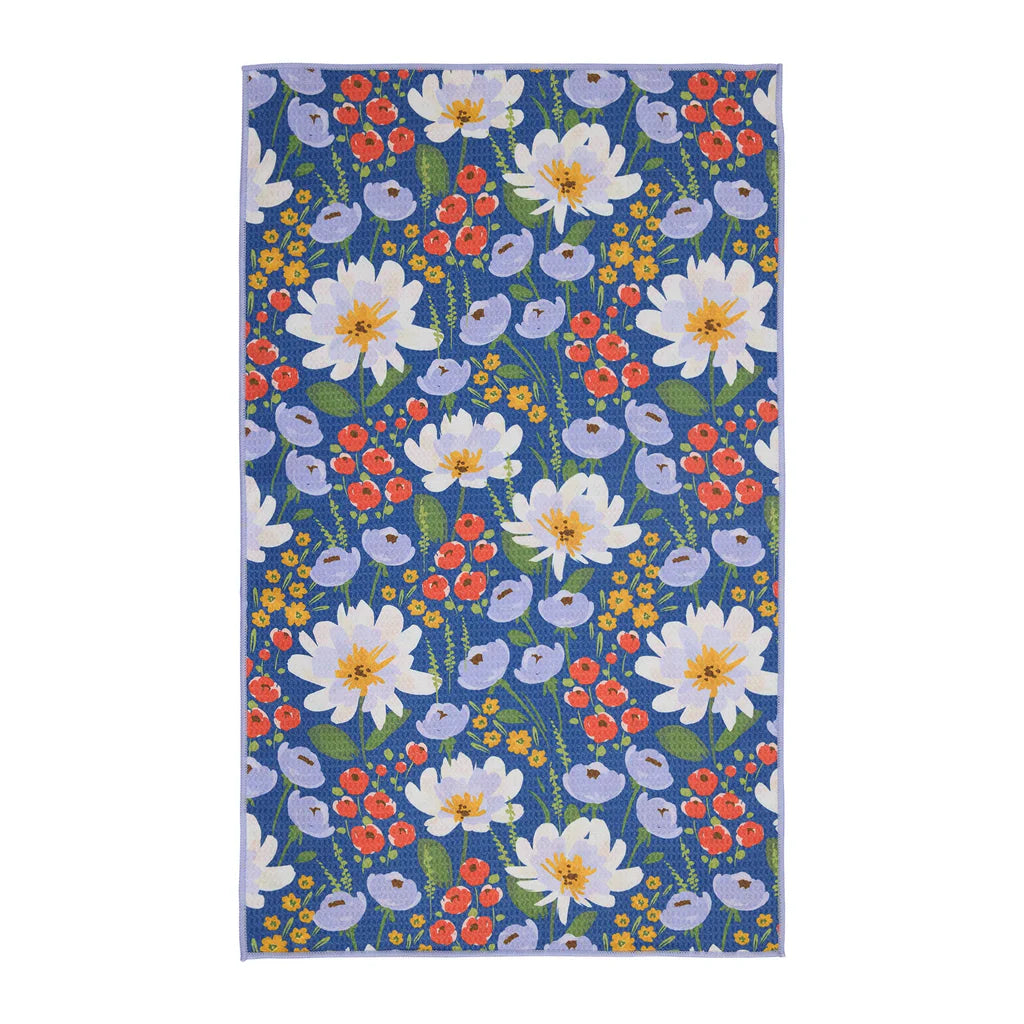 Floral Blue Microfiber Dishtowel