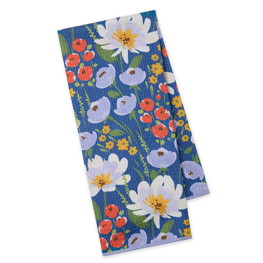 Floral Blue Microfiber Dishtowel