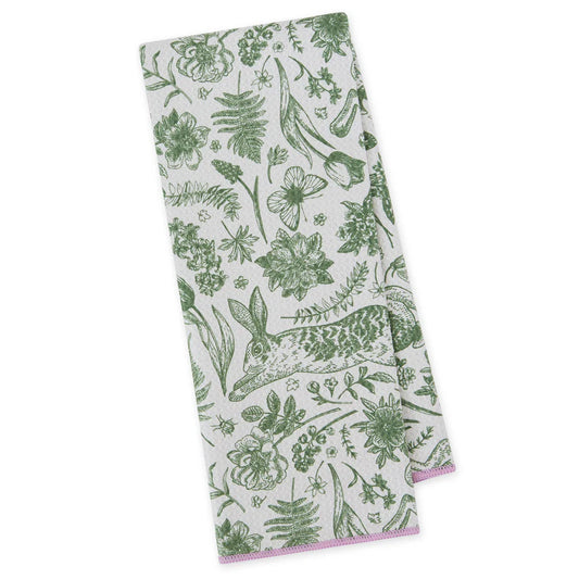 Easter Meadow Green Printed Microfiber Dishtowel