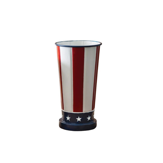 Uncle Sam Hat Patriotic Metal Vase -Large