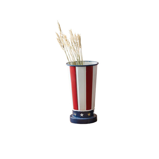 Uncle Sam Hat Patriotic Metal Vase -Small