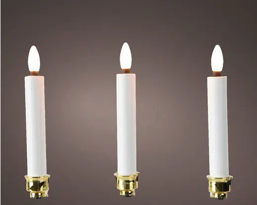 374" White/Gold Warm Lights Candle with Clips