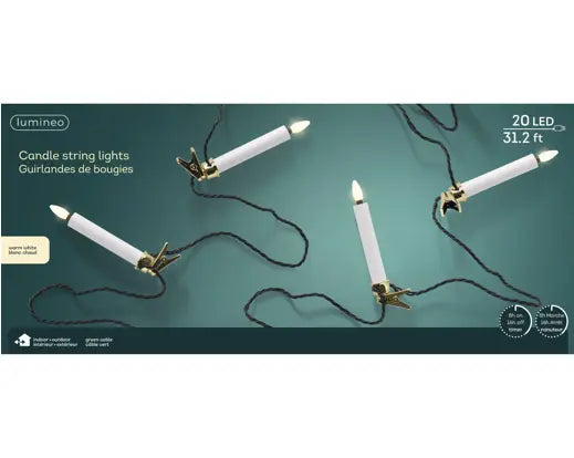 374" White/Gold Warm Lights Candle with Clips