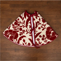 36" Red Crewelwork Floral Tree Skirt