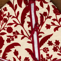 36" Red Crewelwork Floral Tree Skirt