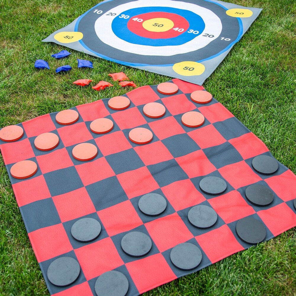 Checkers/Chess Outdoor Reversible Game Set with Storage Bag