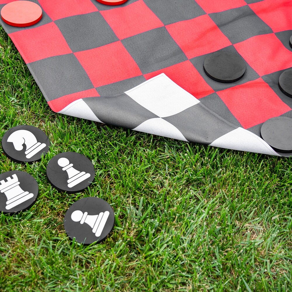 Checkers/Chess Outdoor Reversible Game Set with Storage Bag