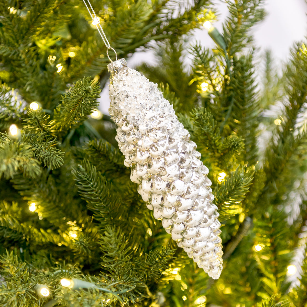 7" Pinecone Glass Ornament