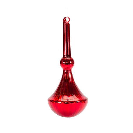 10" Drop Red Glass Ornament Assorted