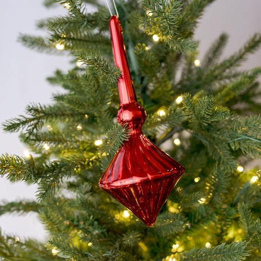 10" Drop Red Glass Ornament Assorted