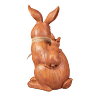 Wood Look Rabbit Mom With Kids