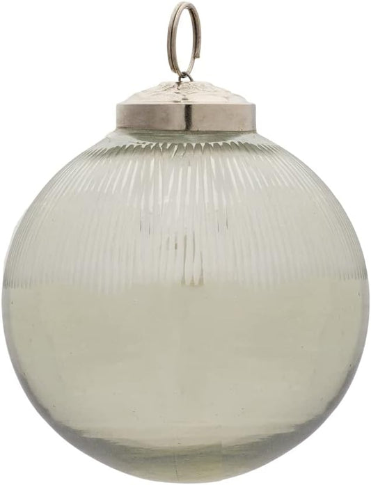 4" Ribbed Clear Glass Ornament (CLR)