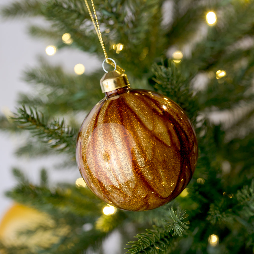 3" Copper Gold Abstract Glass Ornament