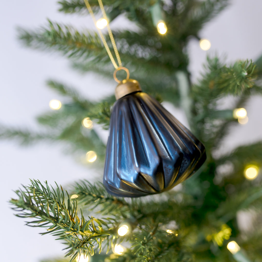 4" Midnight Blue Matte Glass Ornament, Assorted