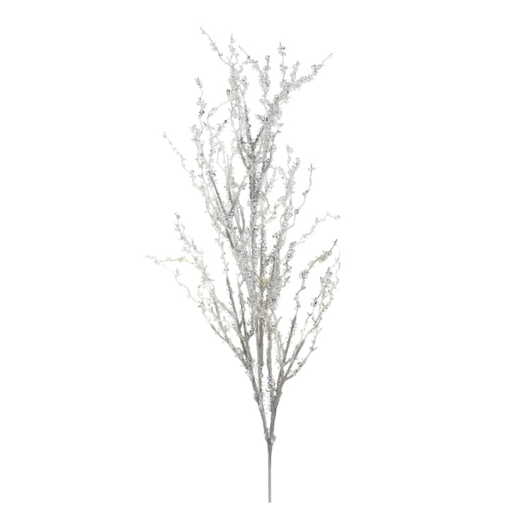 32" Beaded/Glittered Silver Branch