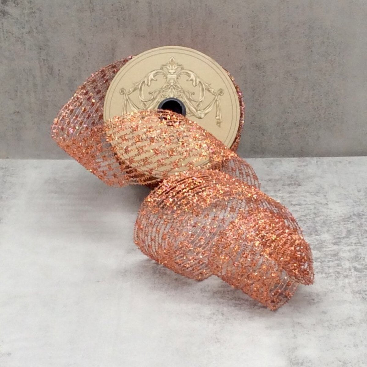2.5"X10Yd Metallic Copper Stretch Tinsel Ribbon