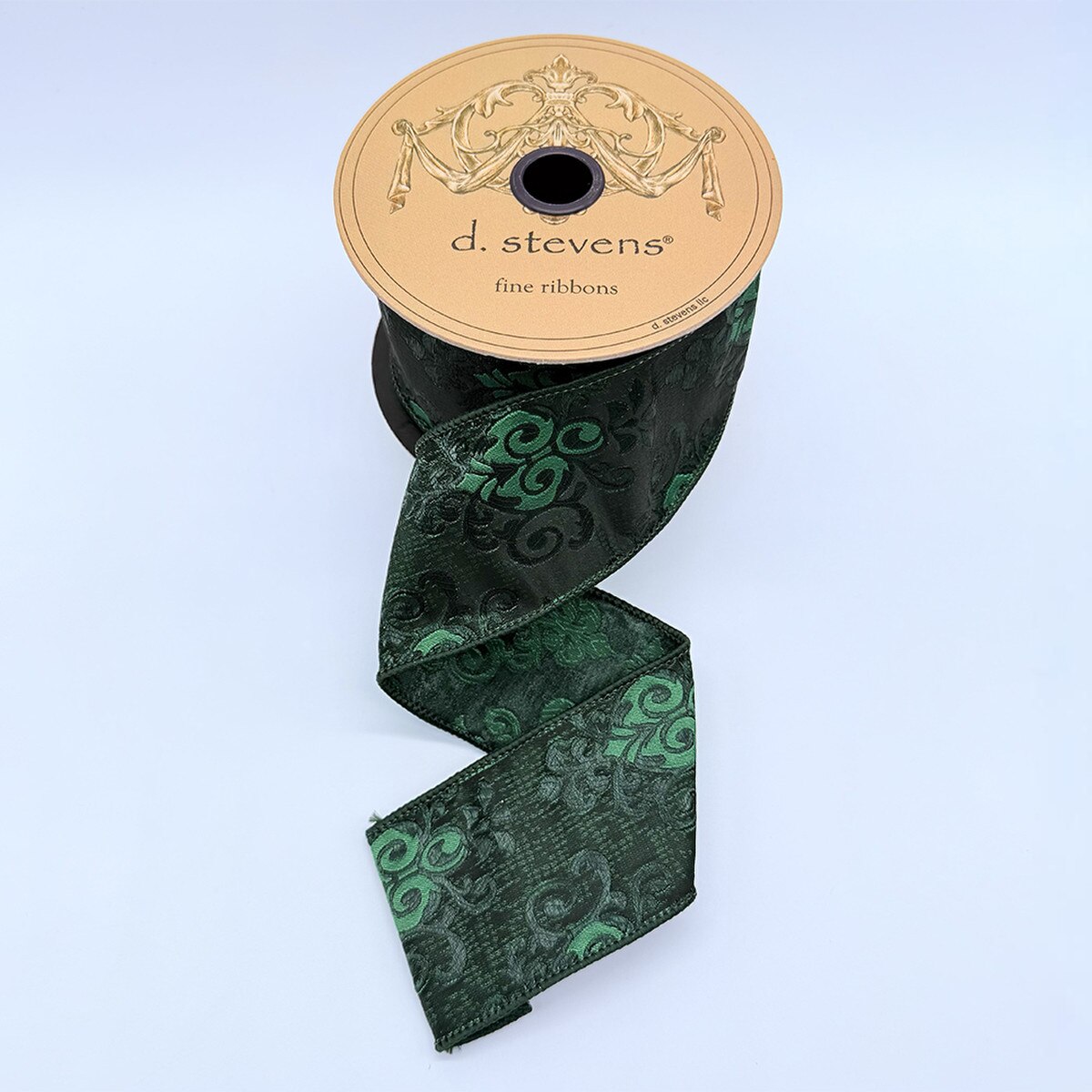 2.5"X10 Yard, Emerald Green Jacquard Mughal Ribbon