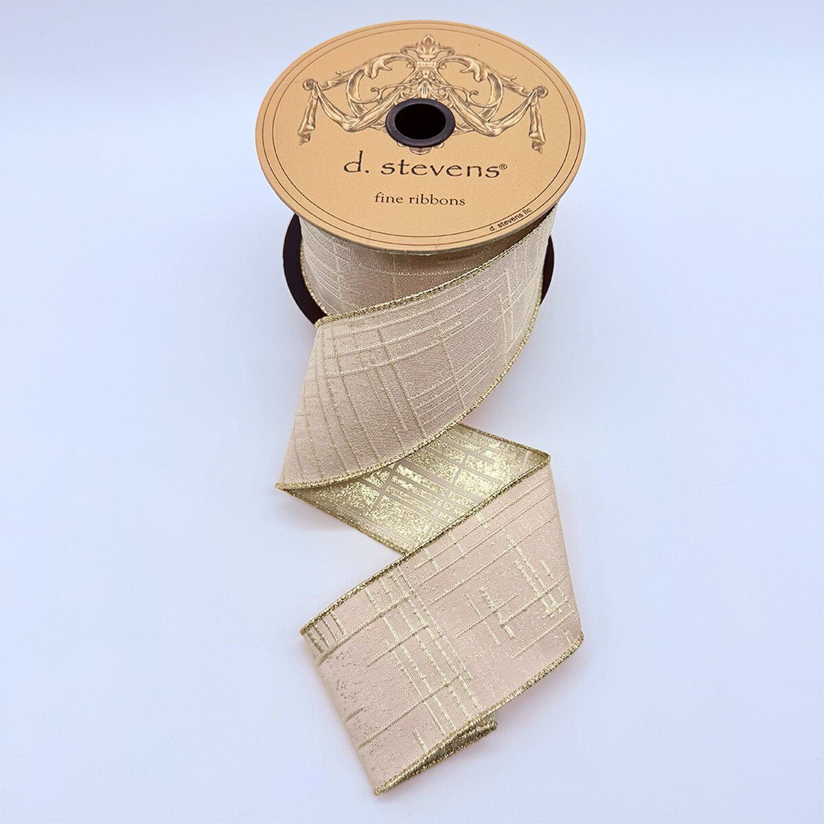 2.5"X10 Yard, Gold & Pink Jacquard with Modern Lines Ribbon
