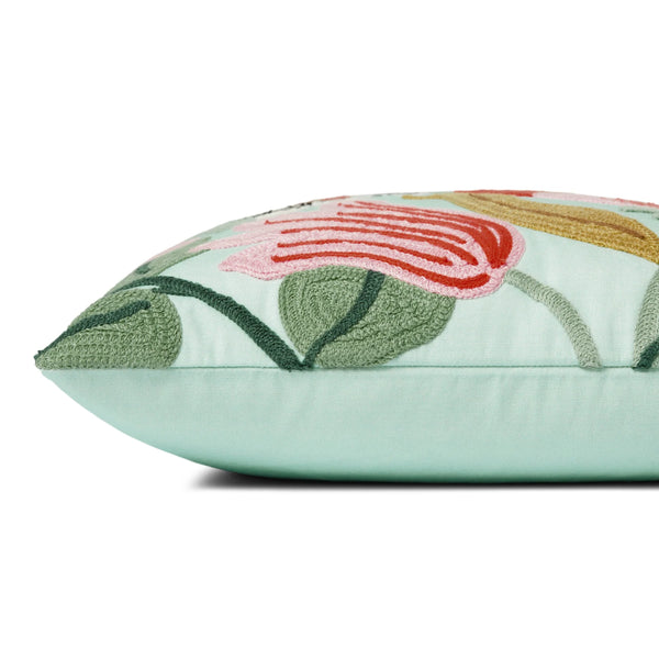 18x18 Vibrant Floral Mint Loloi Throw Pillow
