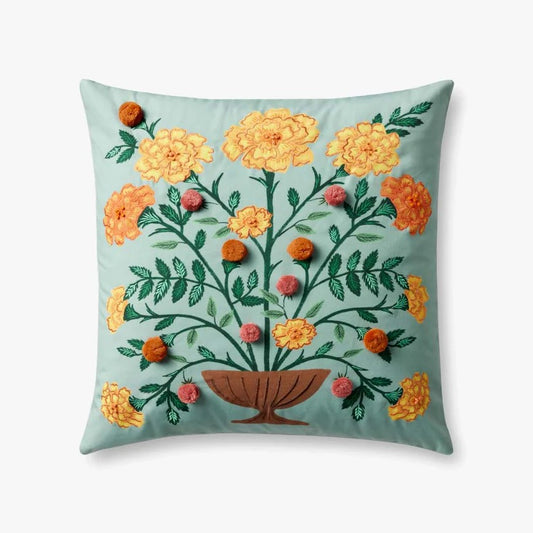 22x22 Marigold Flowers Loloi Throw Pillow