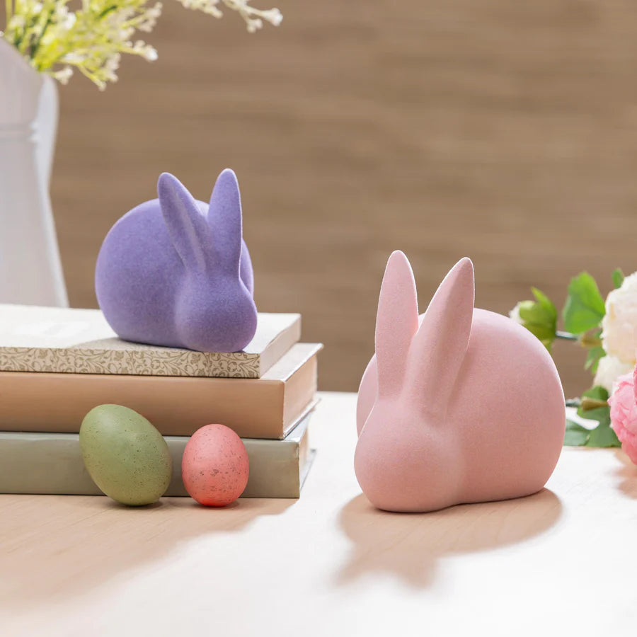 Flocked Bunny Ceramic, Assorted