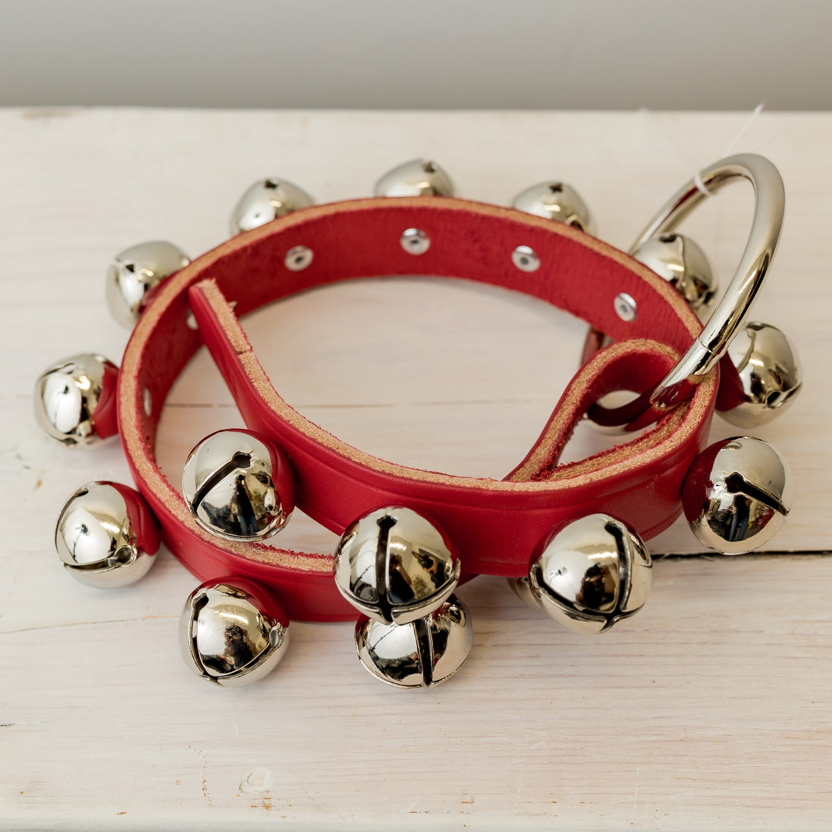 24" Red Bell Strap with Nickel Bells