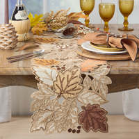 14"X72" Embroidered Leaves Runner