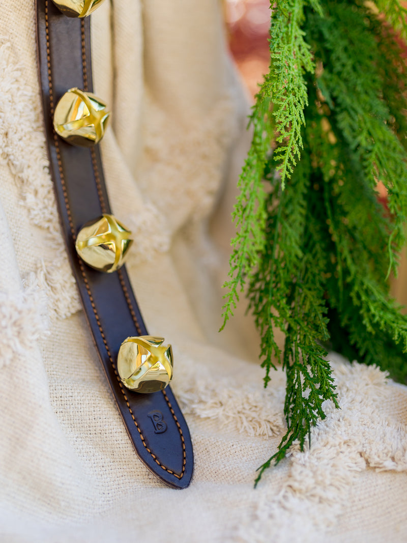 16" Dark Brown Wide Stitched Bell Strap with 4 Bells