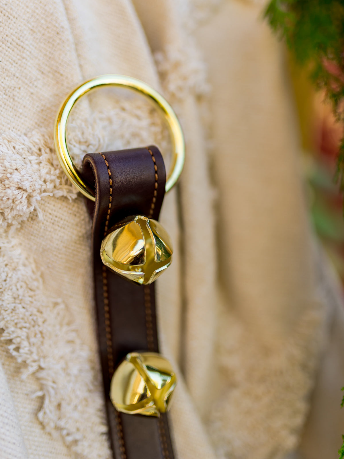 16" Dark Brown Wide Stitched Bell Strap with 4 Bells