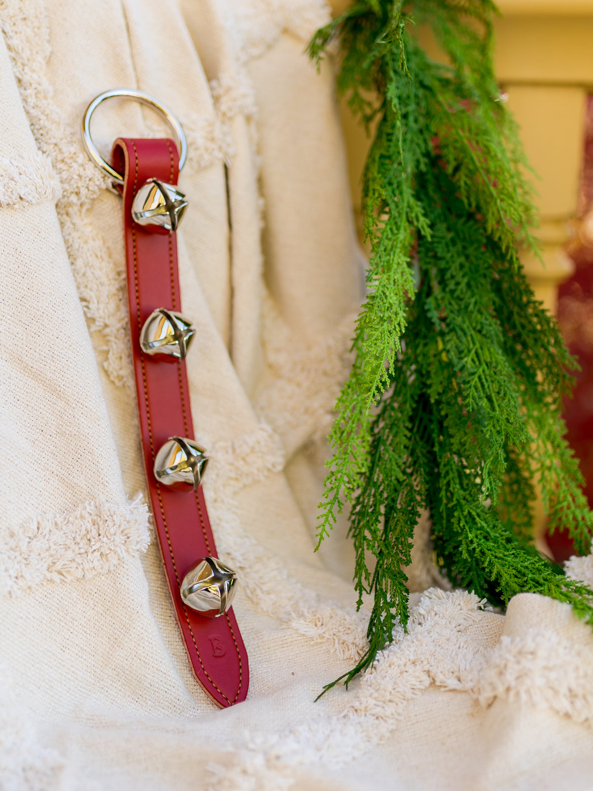 16" Red Wide Stitched Bell Strap with 4 Bells