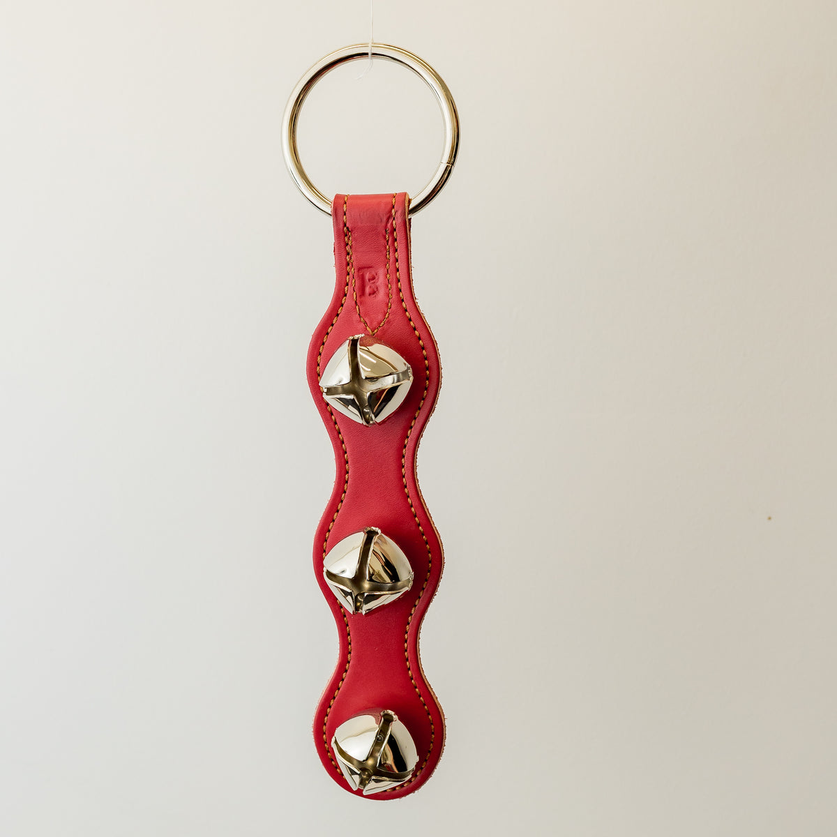 13" Scalloped Red Bell Strap with 3 Nickel Bells