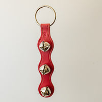 13" Scalloped Red Bell Strap with 3 Nickel Bells