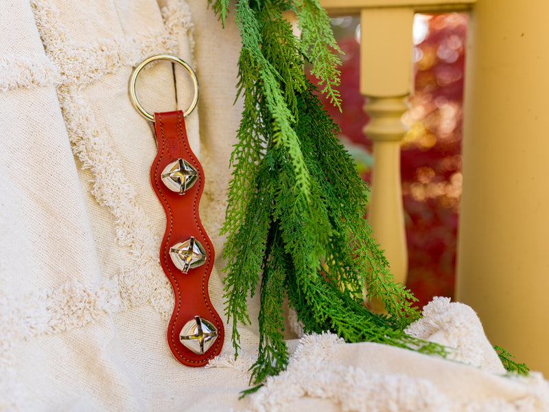 13" Scalloped Red Bell Strap with 3 Brass Bells