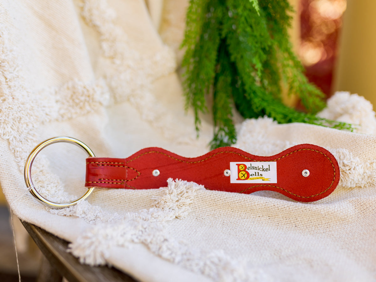 13" Scalloped Red Bell Strap with 3 Brass Bells