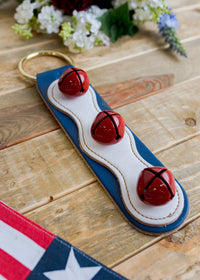 USA Patriotic Red White Blue Leather Bell Strap