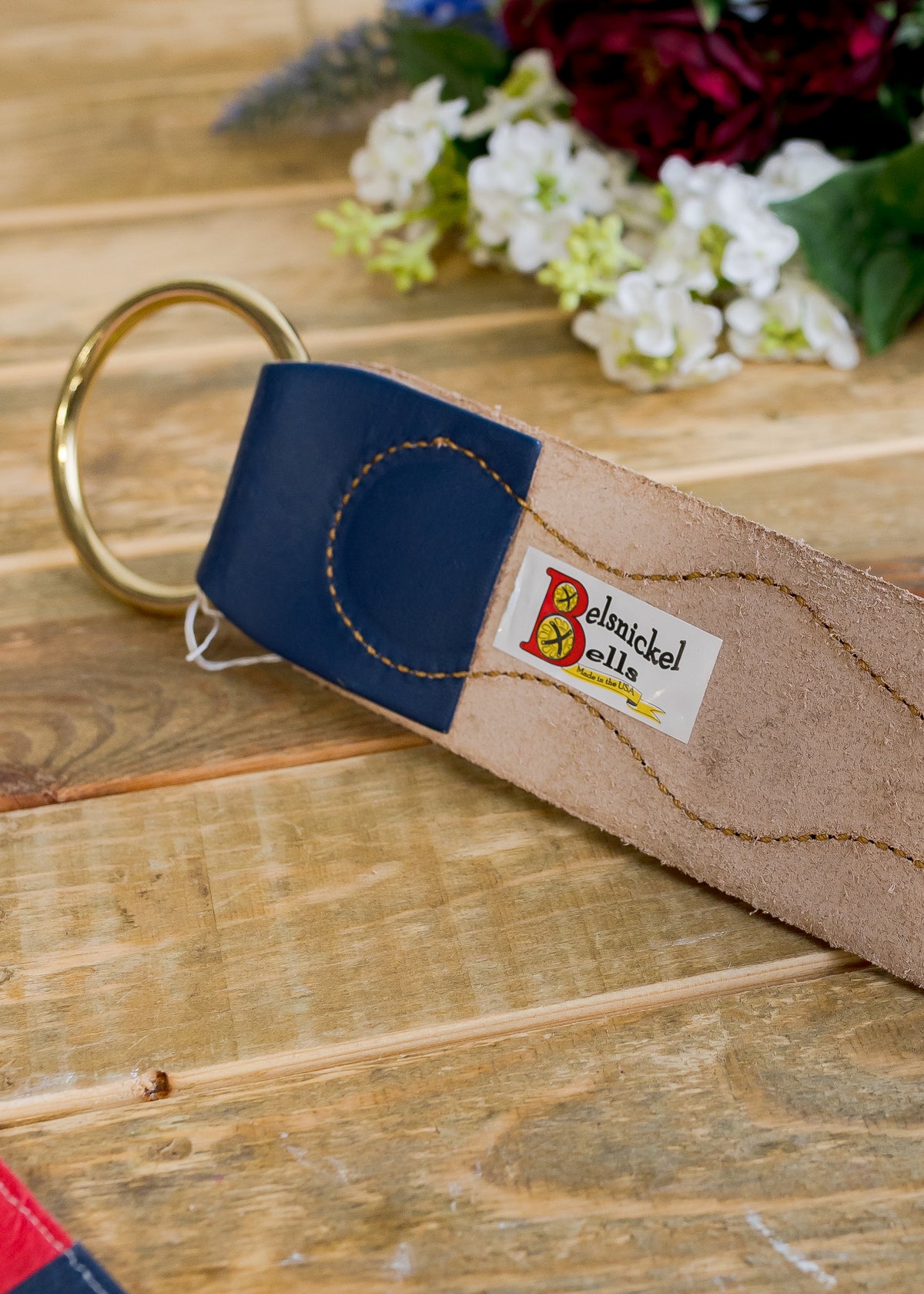 USA Patriotic Red White Blue Leather Bell Strap