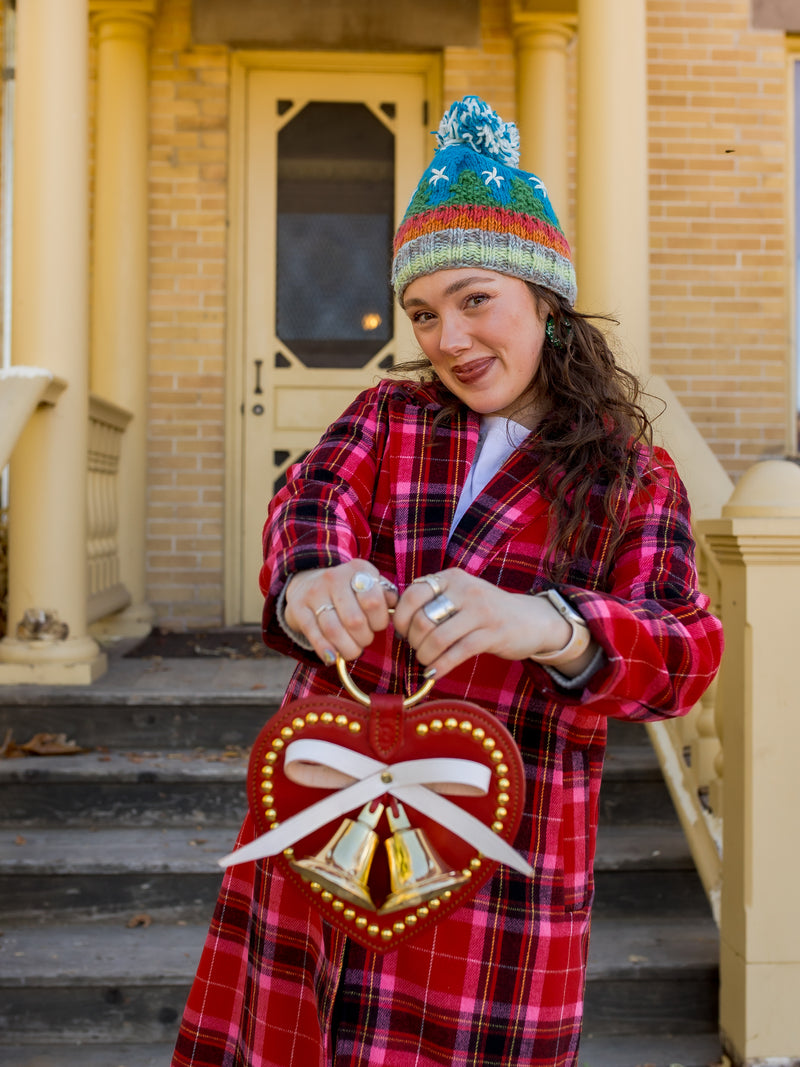 10.5" Red White Heart Bell Strap with 2 Bells