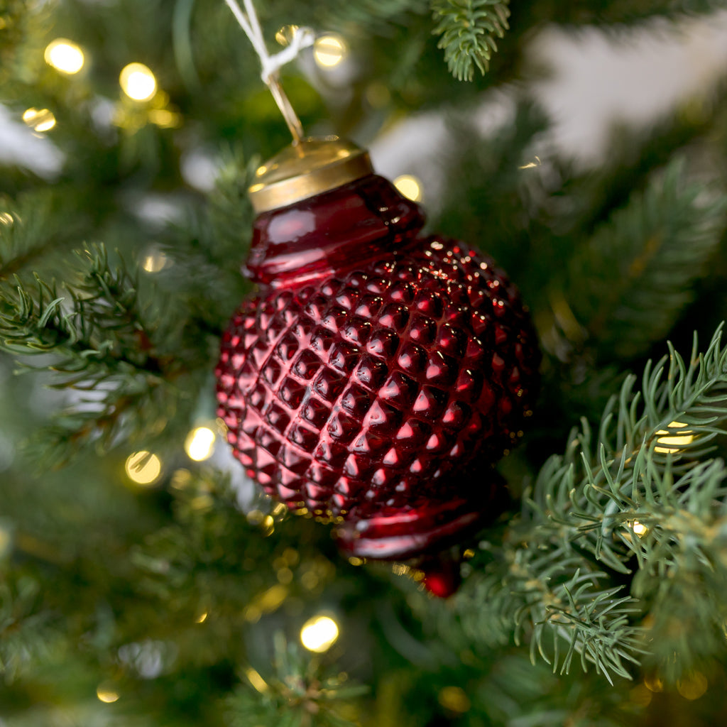 4.5" Red Hobnail Glass Ornament