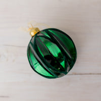 3.5" Green Glass Ornament with Velvet Accent Assorted
