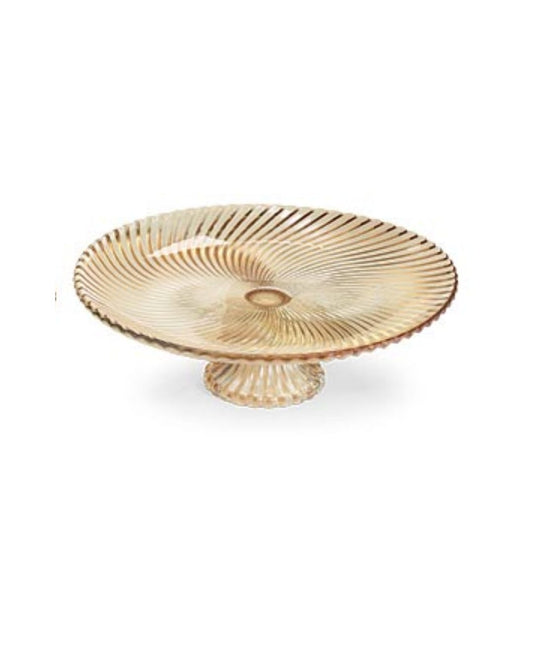 Cake Pedestal Glass Gold Med