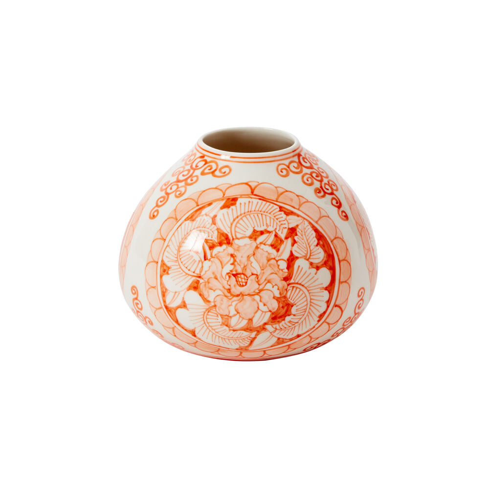 9.25" Coral Eleanor Chinoiserie Vase - Thumbnail 3